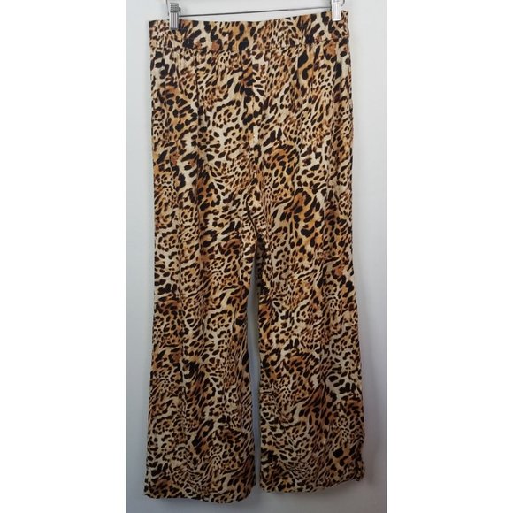 I.N.C Women's Sz. 10 Pull On Leopard Wide Leg Pants Linen Blend W/ Pockets - Picture 5 of 7
